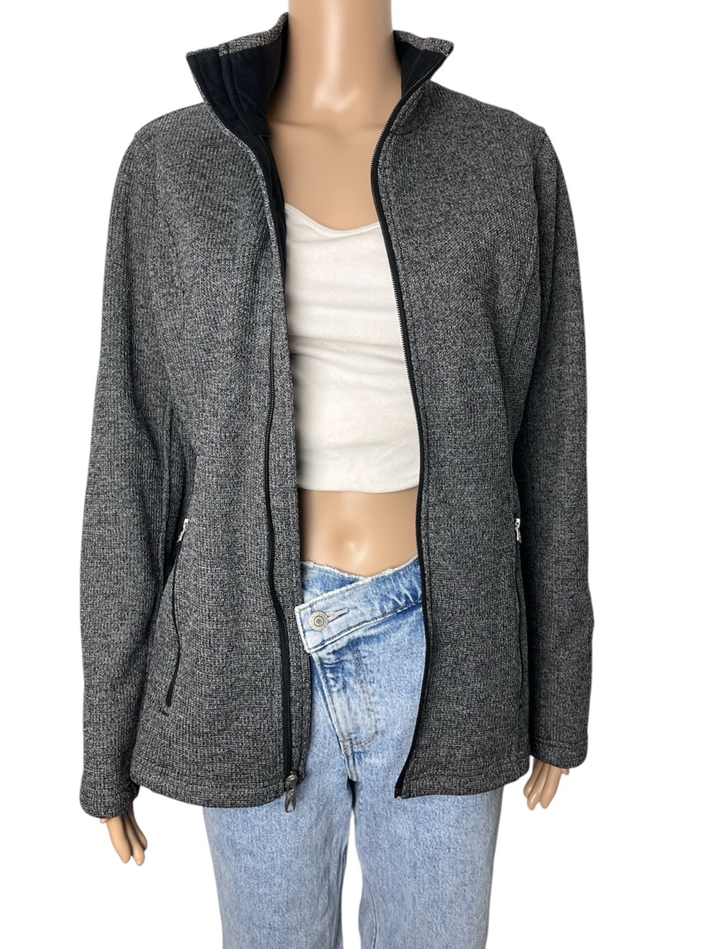 Spyder Women's Endure Grey Black Full Zip Mid Weight Stryke Fleece Jacket